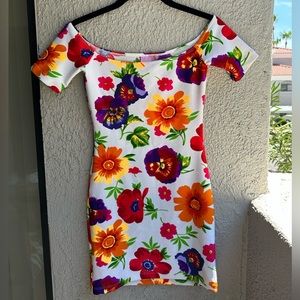 American Apparel X Cali Sun & Fun White Floral Bodycon Dress